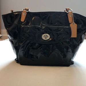 Authentic Black Patent Leather Coach Purse
